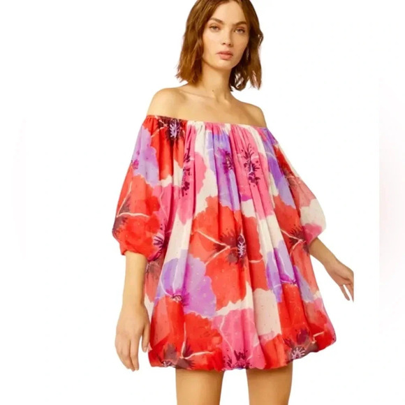 Misa Devon Floral Off Shoulder Mini Dress in Poppy Love Size S NWT - Picture 1 of 12